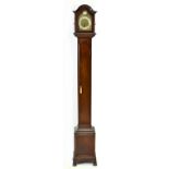 An early 20th century mahogany cased longcase clock of small proportions, the brass face set with