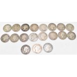 A collection of nineteen Victoria silver half crowns, weight 8.1ozt/253g.