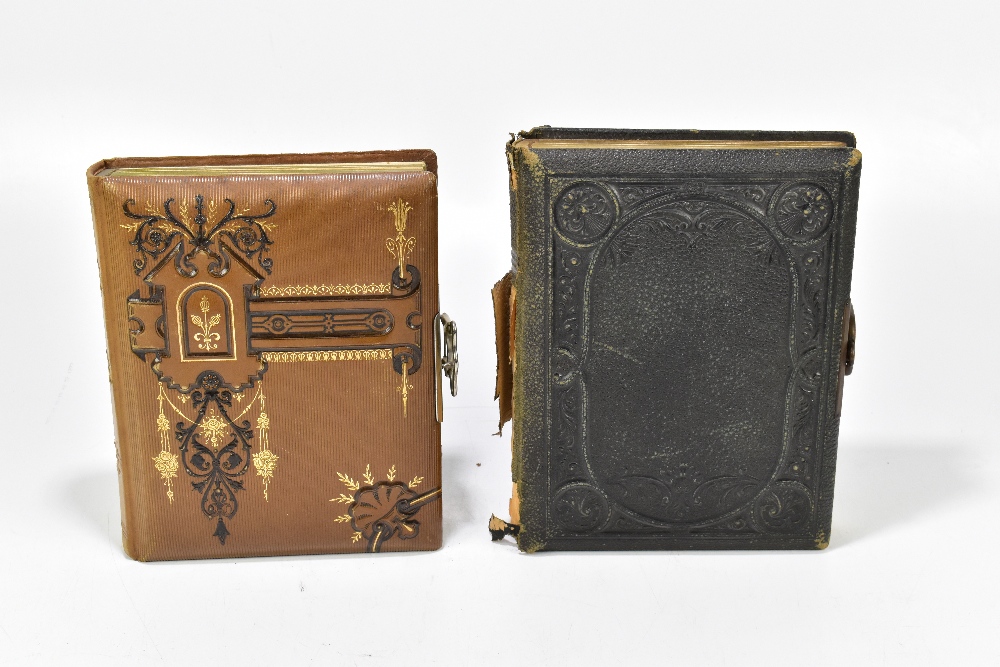 Two Victorian photograph albums including a brown leatherette example with gilt floral tooling, - Bild 2 aus 6