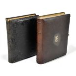 Two Victorian photograph albums including an example with applied white metal initials, possibly '