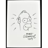 MATT GROENING (American, born 1954); ink drawing, 'Homer Simpson', signed and dated 2014, with