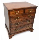 A mahogany chest of two short over three long drawers of small proportions on bracket feet, width
