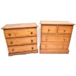 Two reproduction pine chest of drawers, largest width 74cm, depth 39cm, height 75cm. Additional
