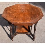 A late Victorian rosewood octagonal centre table with gallery undertier, on turned legs, height