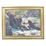 JOHN ANTHONY PARK (1878-1962); oil on card, 'Cliffs at Zennor', signed, 30 x 40cm, framed. (D)