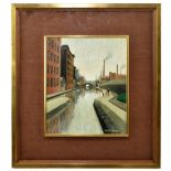 ARTHUR DELANEY (1927-1987); oil on board, 'Canal at Ancoats', signed, 33 x 27.5cm, framed and