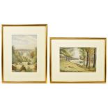 AL S WATSON; two watercolours, river and landscape scenes, largest approx. 26 x 18cm, each framed