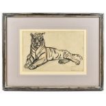 ELSIE MARIAN HENDERSON (1880-1967); pastel, 'Tiger Resting', signed lower right, bears Sally