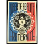 SHEPARD FAIREY (American, born 1970); offset litho and thick cream speckle tone paper, 'Liberté