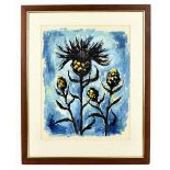 EMMANUEL LEVY (1900-1986); mixed media, thistles, signed lower left. 39 x 30cm, framed and