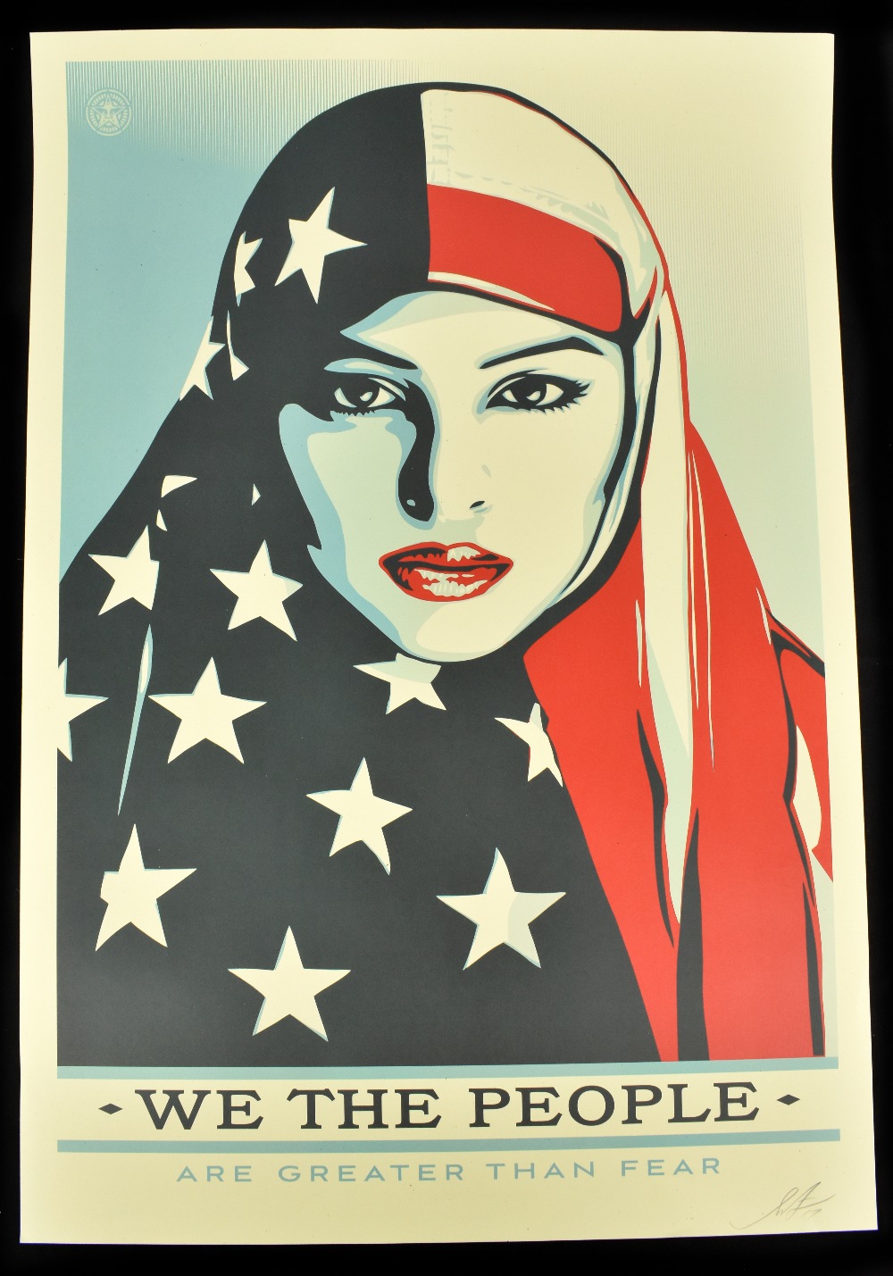 SHEPARD FAIREY (American, born 1970); offset litho and green speckle tone paper, 'We The People -