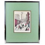 LAURENCE STEPHEN LOWRY RBA RA (1887-1976); a pencil signed print, 'Street Scene', blind stamp