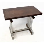 FISCHEL OF PARIS; an Art Deco side table with bakelite top, and stained beech and metal under frame,
