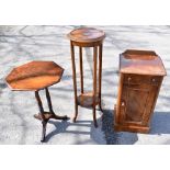 A Victorian walnut pot cupboard, with drawer and panelled door on plinth base, height 80cm, with