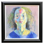 TOBY MULLIGAN; mixed media on canvas, 'Anais', signed lower, 99 x 99 cm, framed. (D)Additional