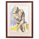 RAY YOUNG; watercolour and charcoal, study of a seated nude male, signed and dated 19995 lower left,