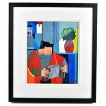 PETER STANAWAY (born 1943); acrylic on board, 'The Accordion Player', signed lower right, signed,