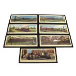 C. HAMILTON ELLIS; a set of seven railway related prints, 62 x 24.5cm, all framed and glazed.