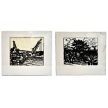 STANLEY DOBBIN (1932-2021); artist proof woodcut, “Autumn Landscape”, signed and titled in pencil,