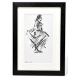 GHISLAINE HOWARD (born 1953); charcoal, 'Dancer', initialled and dated 2005, 20 x 11.5cm, framed and