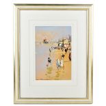 BERNARD MCDONALD (born 1944); watercolour, children playing in a beach scene, signed lower left,