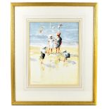 BERNARD MCDONALD (born 1944); watercolour, children playing on a beach, signed lower left, 39 x