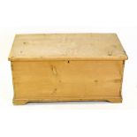 An early 20th century pine blanket box, the interior with two drawers, on bracket feet, height 47cm,