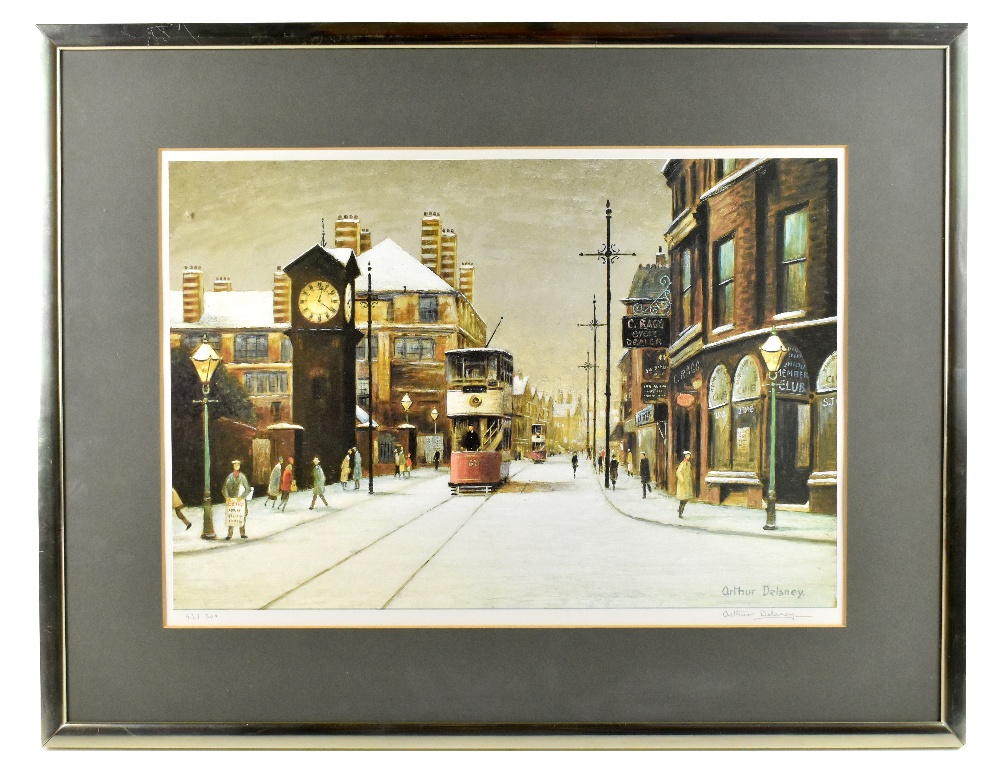 ARTHUR DELANEY (BRITISH, 1927-1987); limited edition colour print, Altrincham, signed lower right,