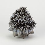 ADELE HOWITT; 'Blue Stellario', a black stoneware sculpture with blue barium highlights, height