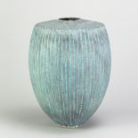 PETER BEARD (born 1951); a stoneware shouldered vessel covered in turquoise and lilac glaze,