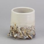 TAMSYN TREVORROW (born 1975); a grogged stoneware white sculptural yunomi, impressed TT mark, height