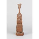 MO JUPP (1938-2018); 'Standing Female', a red clay figure with white slip, height 30cm. (D)