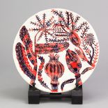 VICKY LINDO & WILLIAM BROOKES; 'Seed Heads', a slip cast earthenware plate with sgraffito decoration
