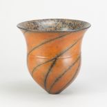 DUNCAN ROSS (born 1943); a smoke fired bell shaped vessel covered in burnished terra sigillata