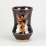 DAVID LEACH (1911-2005) for Lowerdown Pottery; a stoneware vase covered in tenmoku breaking to