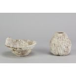 AKI MORIUCHI (born 1947); a stoneware bowl with heavily textured surface, impressed mark, diameter