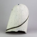 GORDON BALDWIN (born 1932); an earthenware dome form covered in white pigment with black stripe