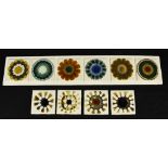 ALAN WALLWORK (1931-2019); a set of ten earthenware test tiles, six of them mounted on board,