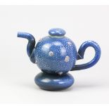 PETER MEANLEY (born 1944); a salt glazed teapot, impressed PM mark dated 1996, height 17cm.