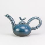 WALTER KEELER (born 1942); a salt glazed teapot with loop handle, impressed mark, height 14.5cm. (
