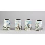 PETER CLOUGH (born 1944); a set of four grogged porcelain tapered vases decorated with moorland