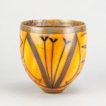 DUNCAN ROSS (born 1943); a smoke fired cup shaped vessel covered in burnished terra sigillata slip