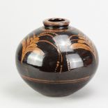 DAVID LEACH (1911-2005) for Lowerdown Pottery; a stoneware globular vase covered in tenmoku breaking