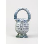 PETER MEANLEY (born 1944); 'If You Want to Score....', a salt glazed calligraphic puzzle jug,