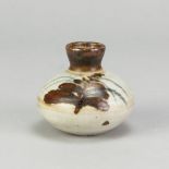 Lowerdown Pottery; a porcelain bud vase with iron and cobalt decoration on pale grey ground,