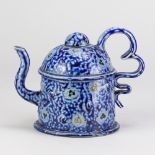 PETER MEANLEY (born 1944); a salt glazed teapot, impressed PM mark dated 2009, height 14.5cm. (D)