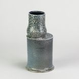 WALTER KEELER (born 1942); a salt glazed bottle with off centre neck, impressed mark, height 18.5cm.
