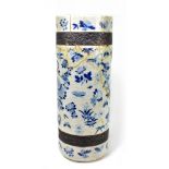 A late 19th century Chinese crackle glaze stick stand, heavily repaired, height 61cm