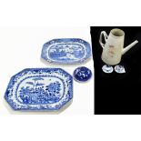 A mixed lot of 18th century and later Chinese porcelain with two blue and white meat plates