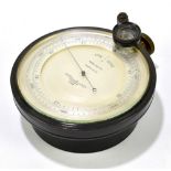 CF CASELLA & CO OF LONDON; a compensated mining aneroid barometer in black lacquered case, with